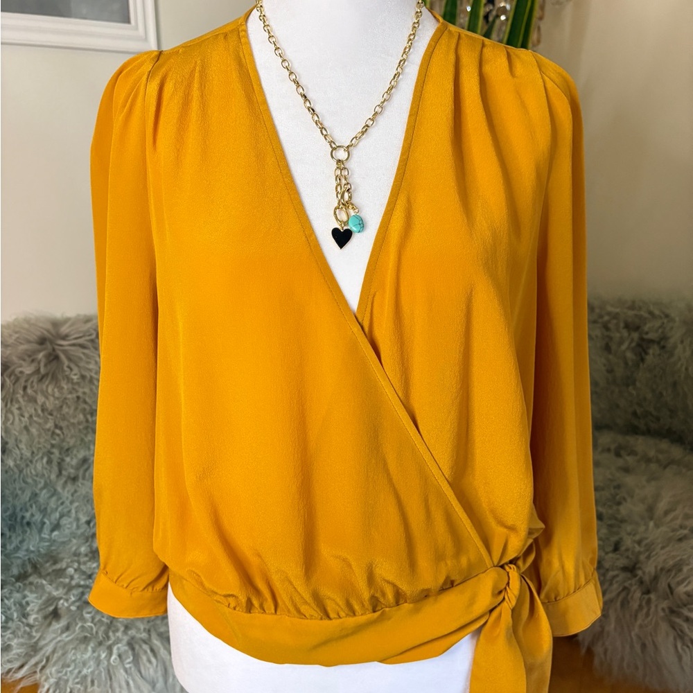 Madewell Mustard Yellow Wrap Blouse